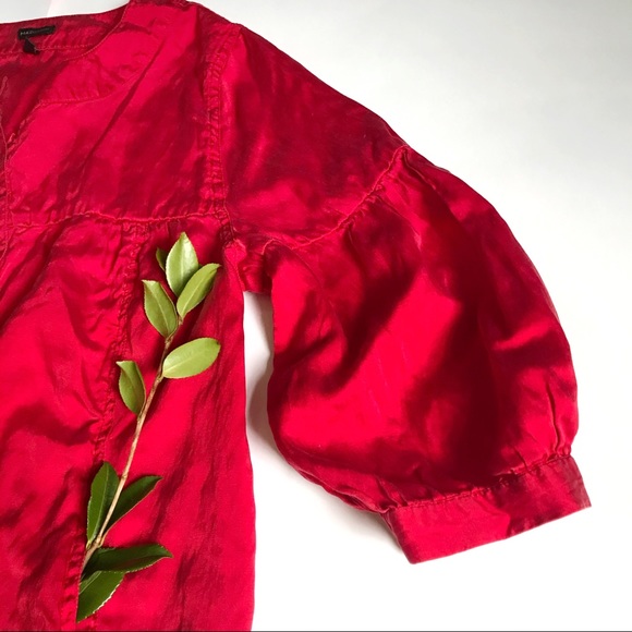 Silk Blend Tunic with Pockets and Lantern Sleeves - Picture 8 of 12